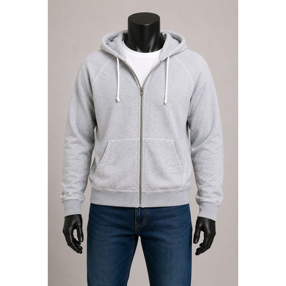 Standard James Perse Mens Heather Grey Full Zip Raglan Hoodie Made in USA Size 1